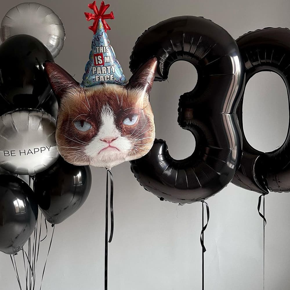 Кульки з саркастичним котом «BE HAPPY» сюрприз з характером
