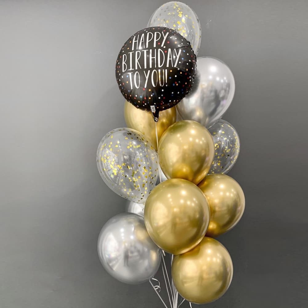 Кульки з гелієм на день народження: золото та срібло