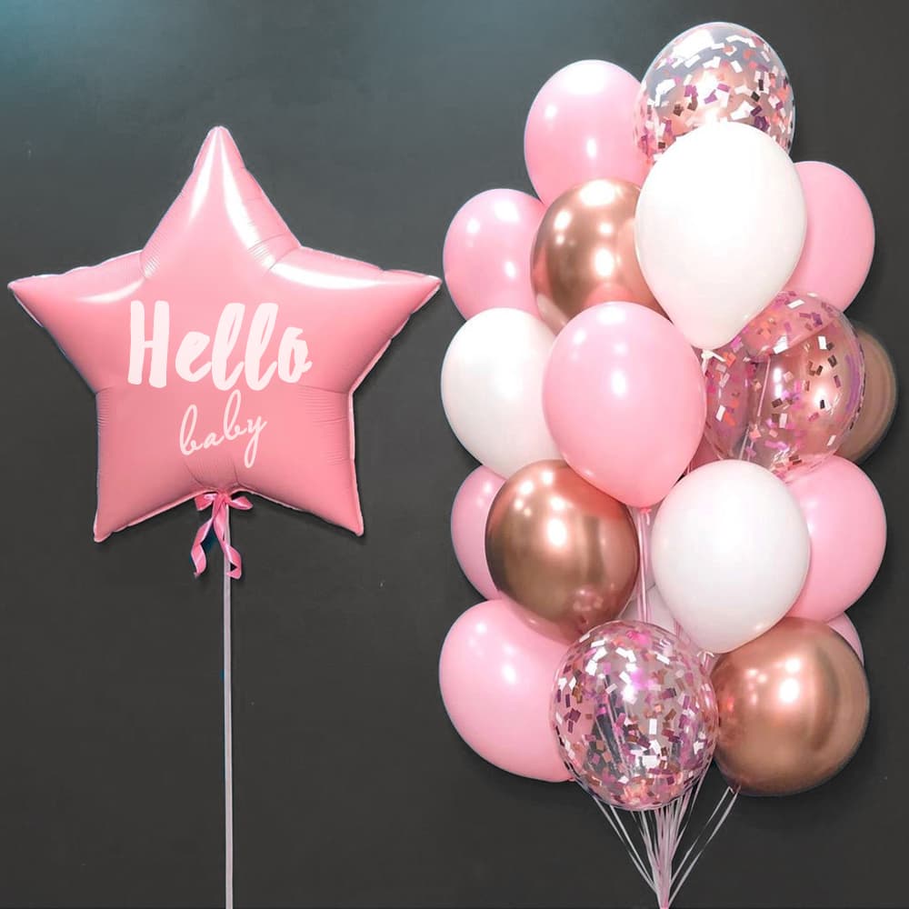 Повітряні кульки на виписку рожеві Hello Baby