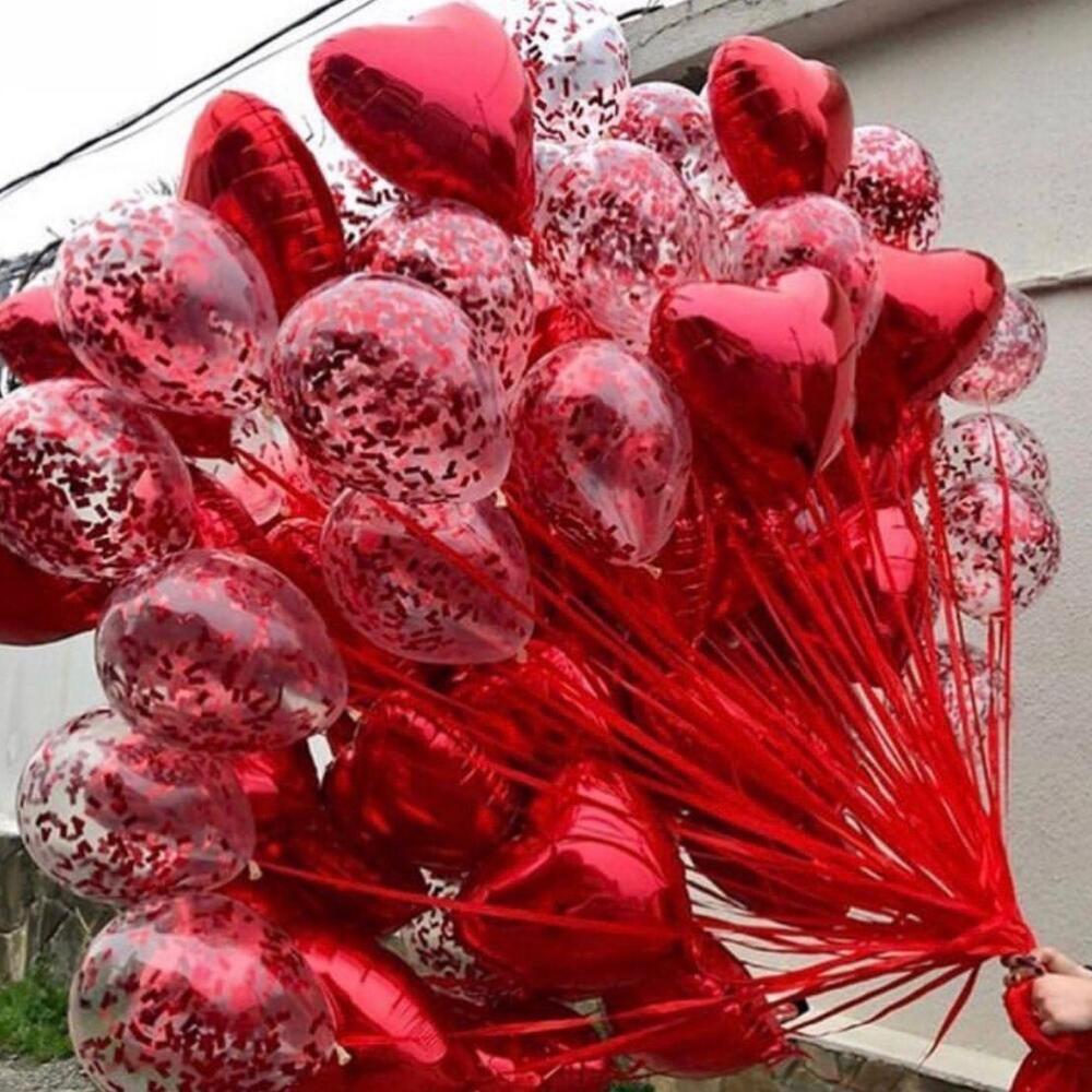 Кульки для коханої ідеальний сюрприз: серця та кулі з конфеті 50 шт