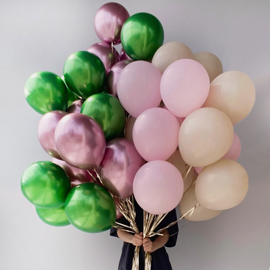 Кульки для дівчини: хром зелені, бежеві, рожеві