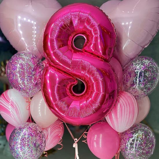 Оформлення кульками: рожеві та малинові