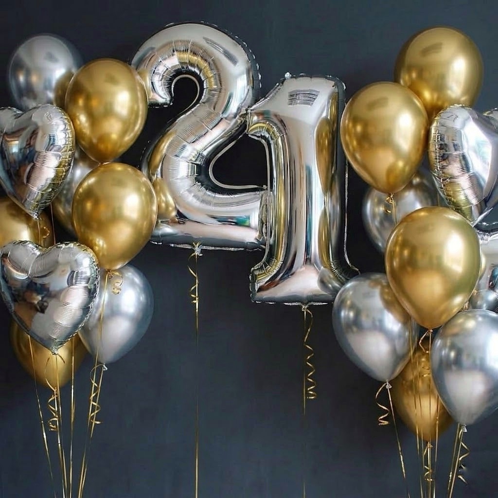 Кульки на день народження: цифри, золото та срібло хром