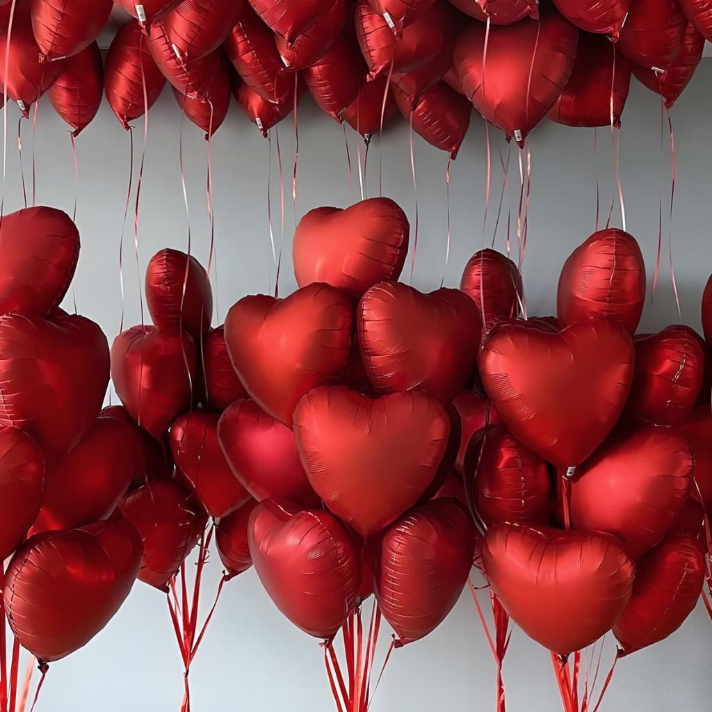 Червоні гелієві кульки-сердечка