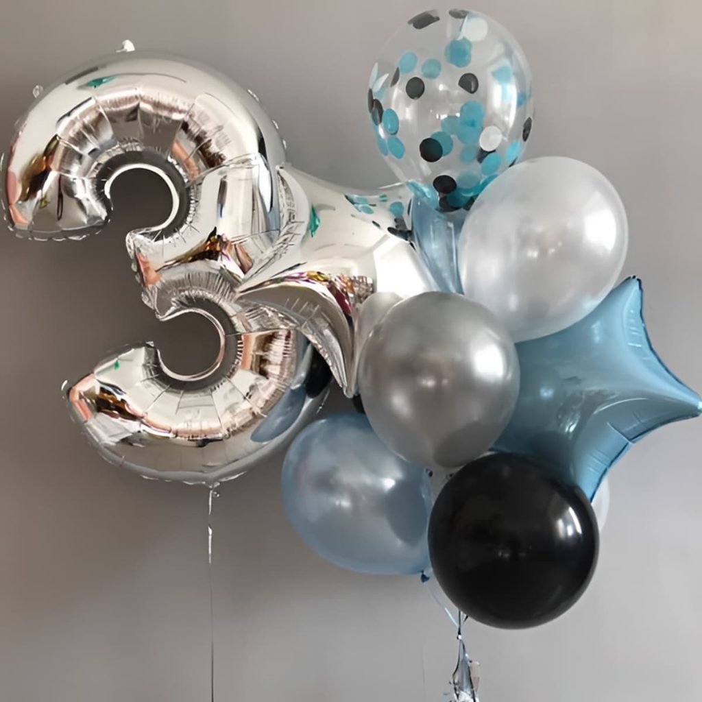 Кульки на день народження хлопчика: блакитні та срібні