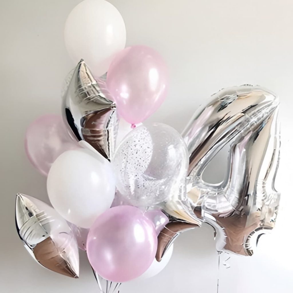 Шарики с гелием для девочки нежно-розовые