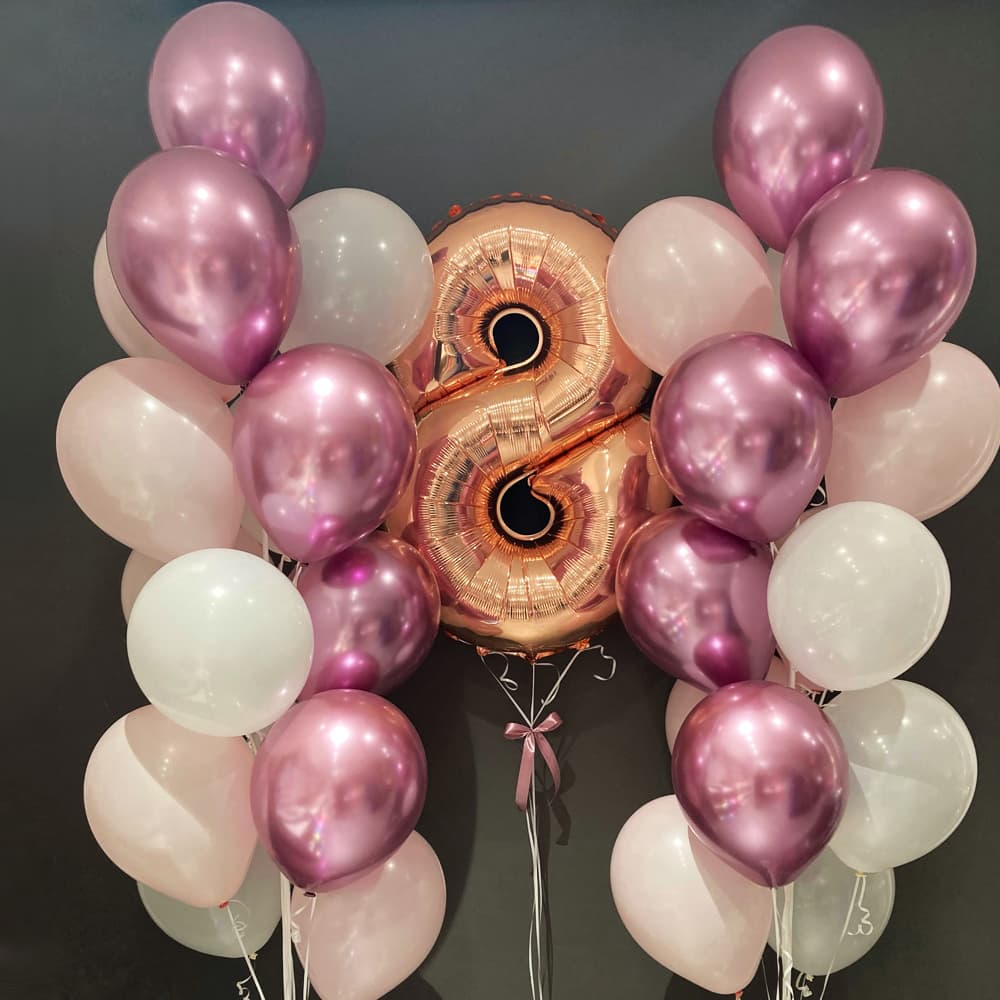 Шары на день рождения: хром ягодные и розовые