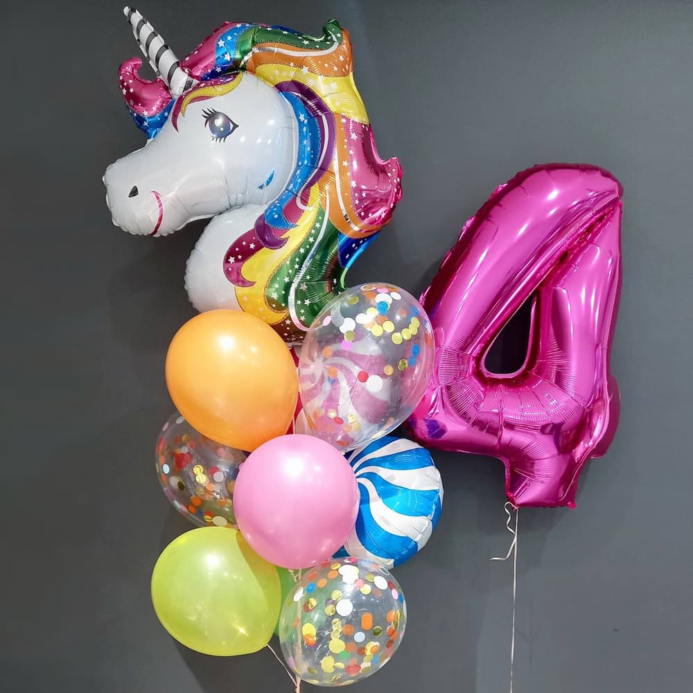Кульки з гелієм на день народження ЄДИНОРІГ