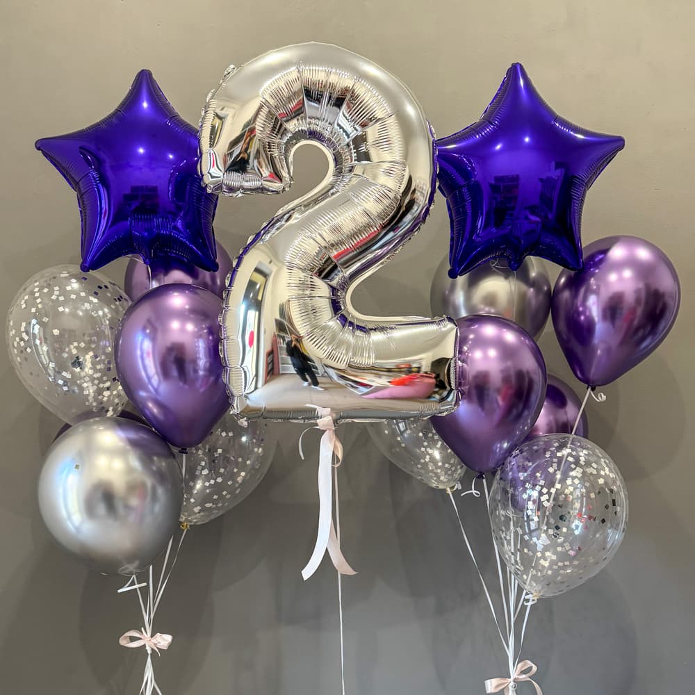 Кульки на день народження з цифрою (фіолетові)