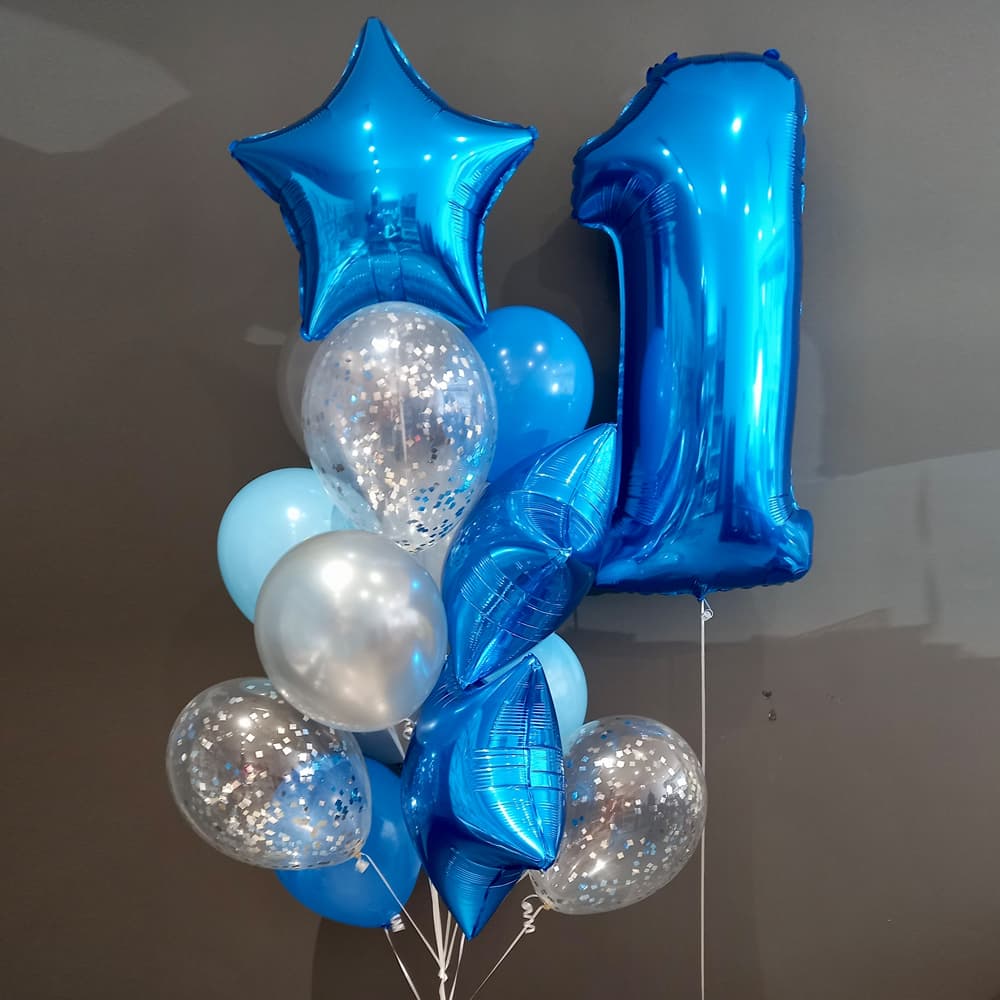 Кульки на перший день народження, сині та блакитні