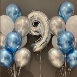 Шары с цифрой: хром синие и серебро