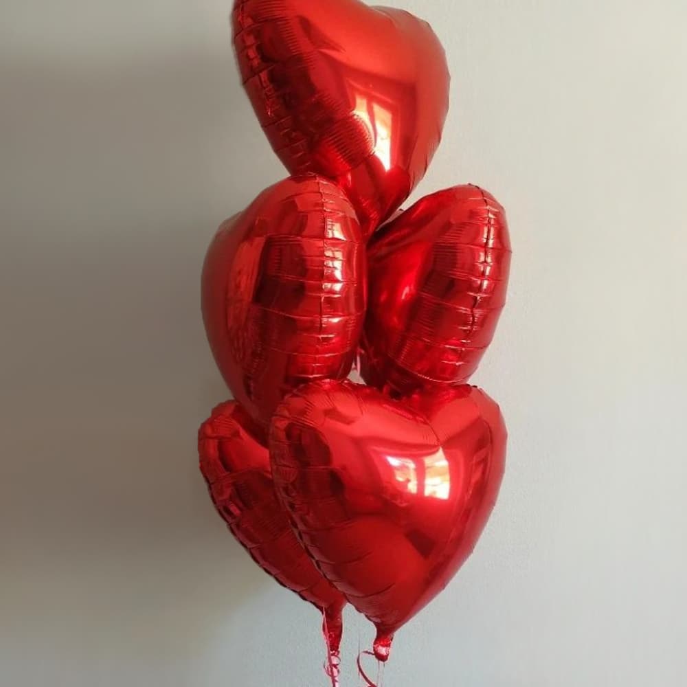 Кульки червоні сердечки 5 штук