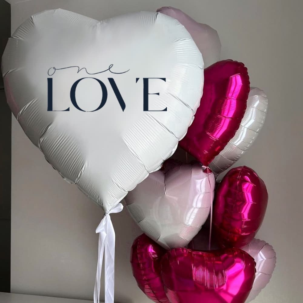 Гелієві кульки серця ONE LOVE
