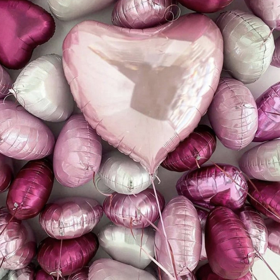 Кульки сердечки у рожевих відтінках