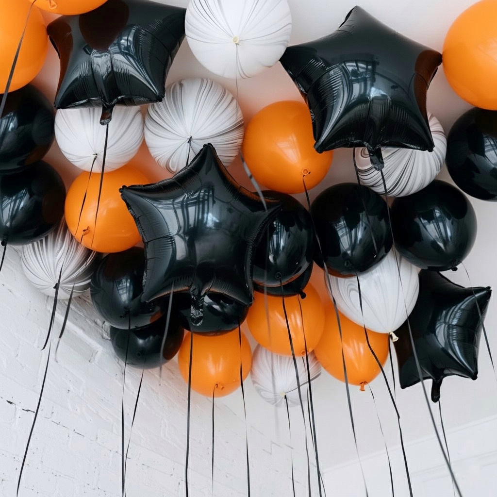 Кульки під стелю на Halloween: зірки та латексні кулі