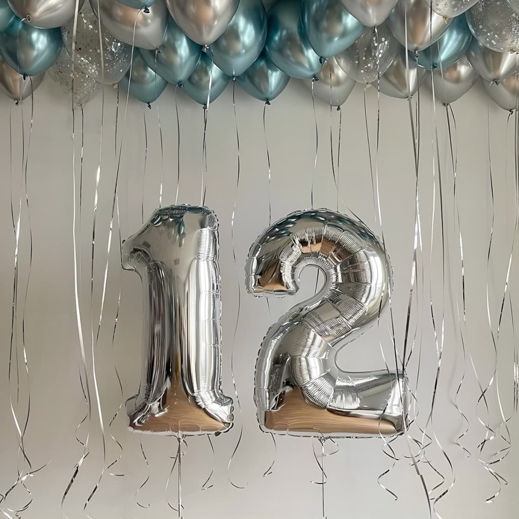 Гелієві кульки на день народження з цифрами срібло