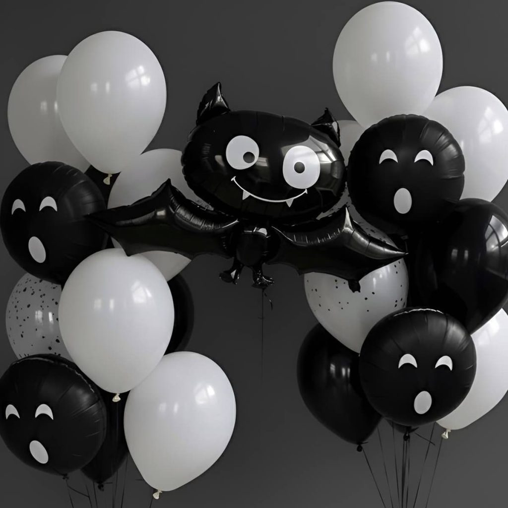 Повітряні кульки на Хелловін: привиди та кажан