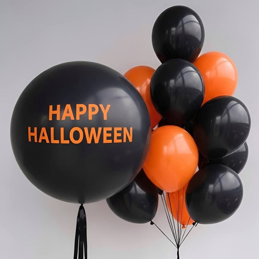 Гелієві кульки HAPPY HALLOWEEN: чорні та помаранчеві