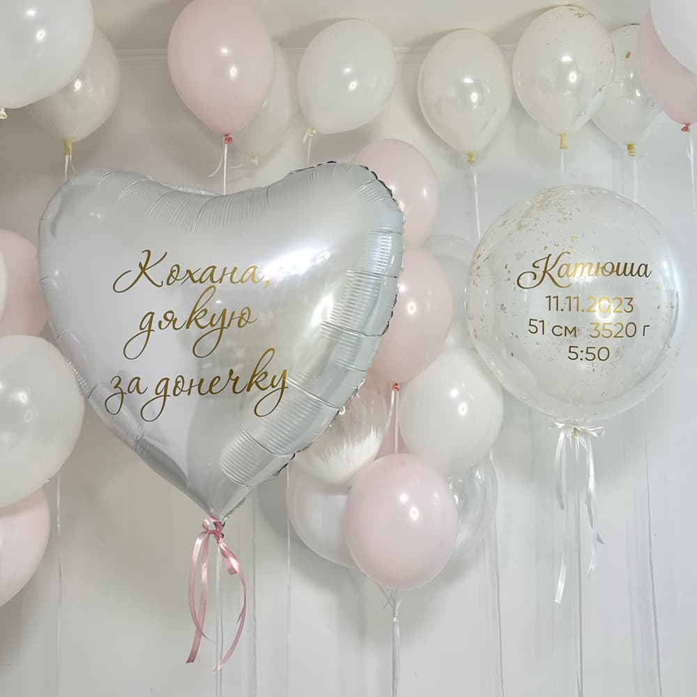 Кульки на виписку з роддому “Кохана, дякую за донечку”