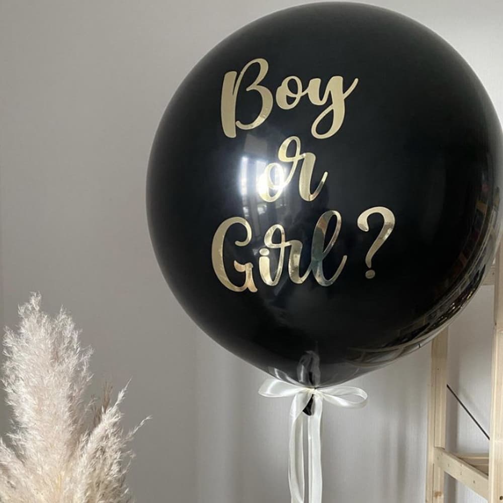 Кулька для гендер паті чорна з золотим написом Boy or Girl
