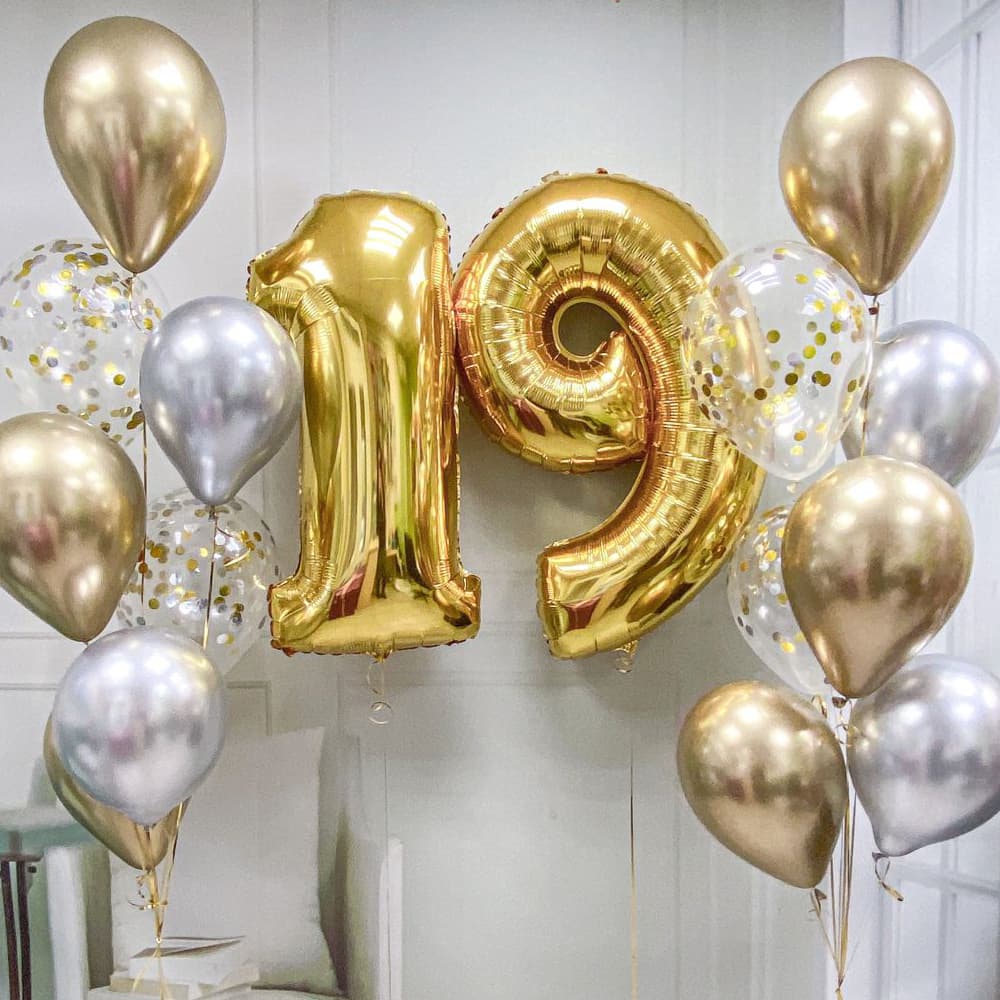 Гелієві кульки з цифрами: хром золото та срібло