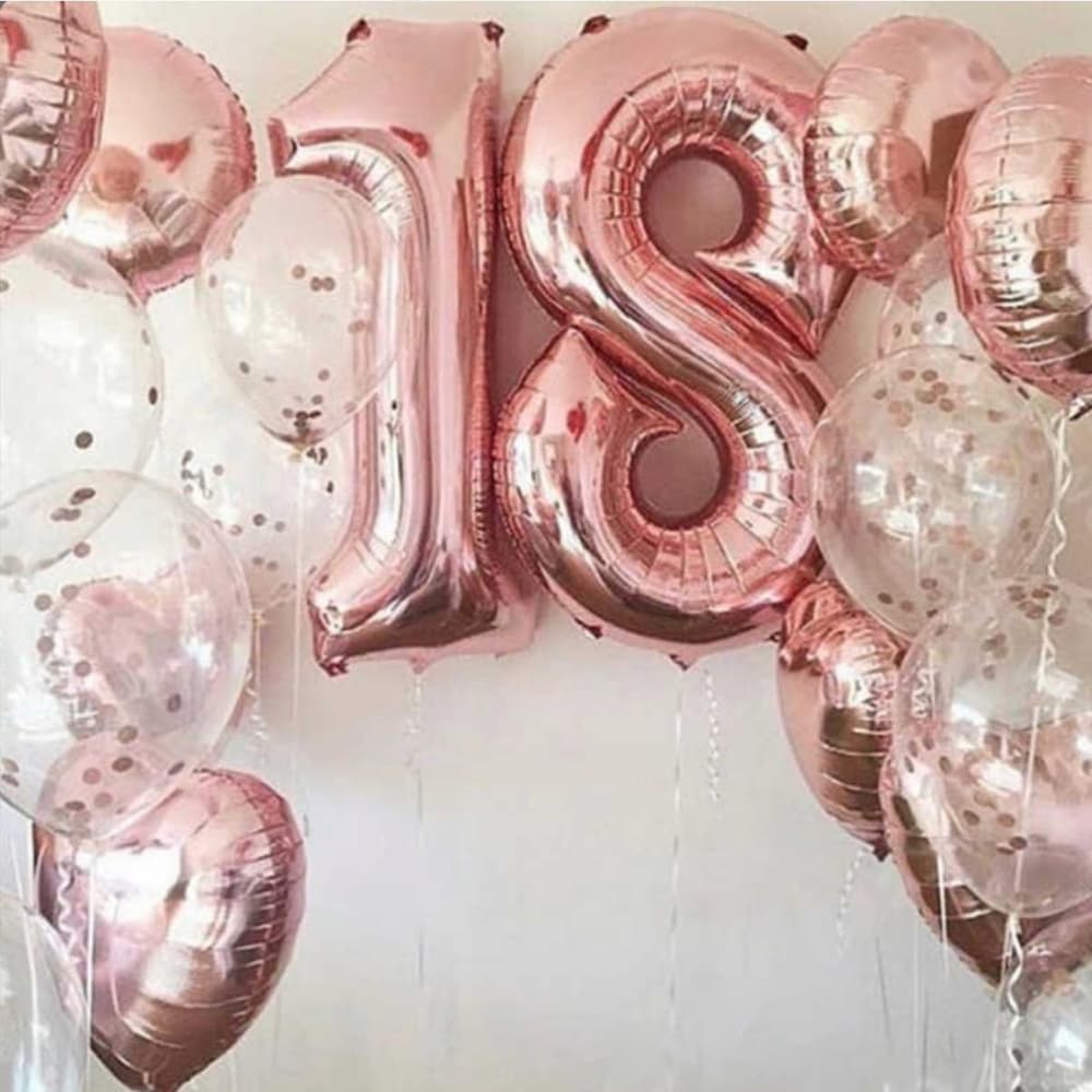 Кульки на день народження з цифрами, рожеве золото