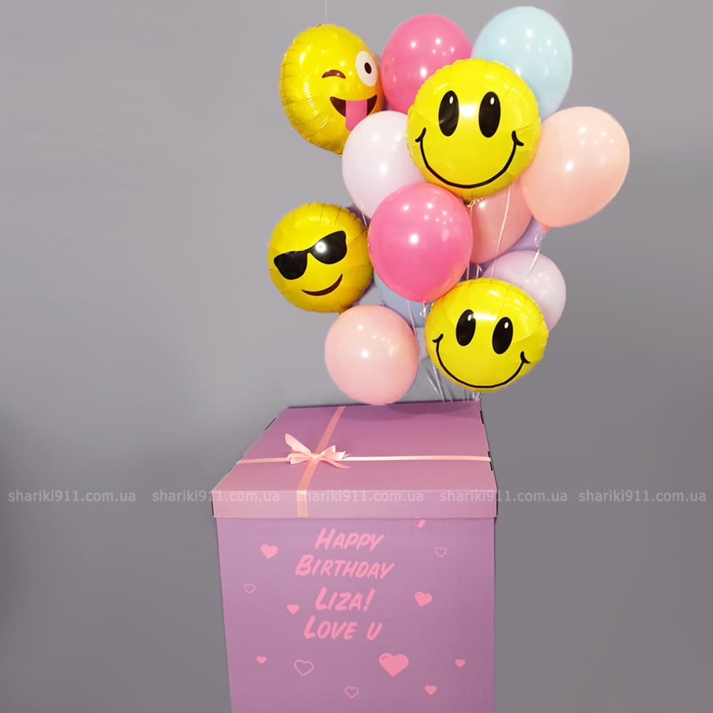 Коробка сюрприз з кульками на день народження