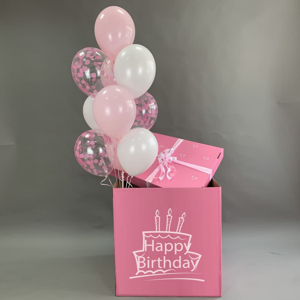 Коробка с гелиевыми шарами Happy Birthday
