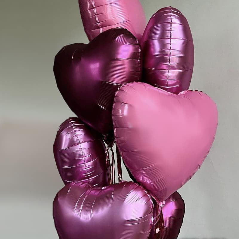 Кульки сердечки рожеві — 7 шт