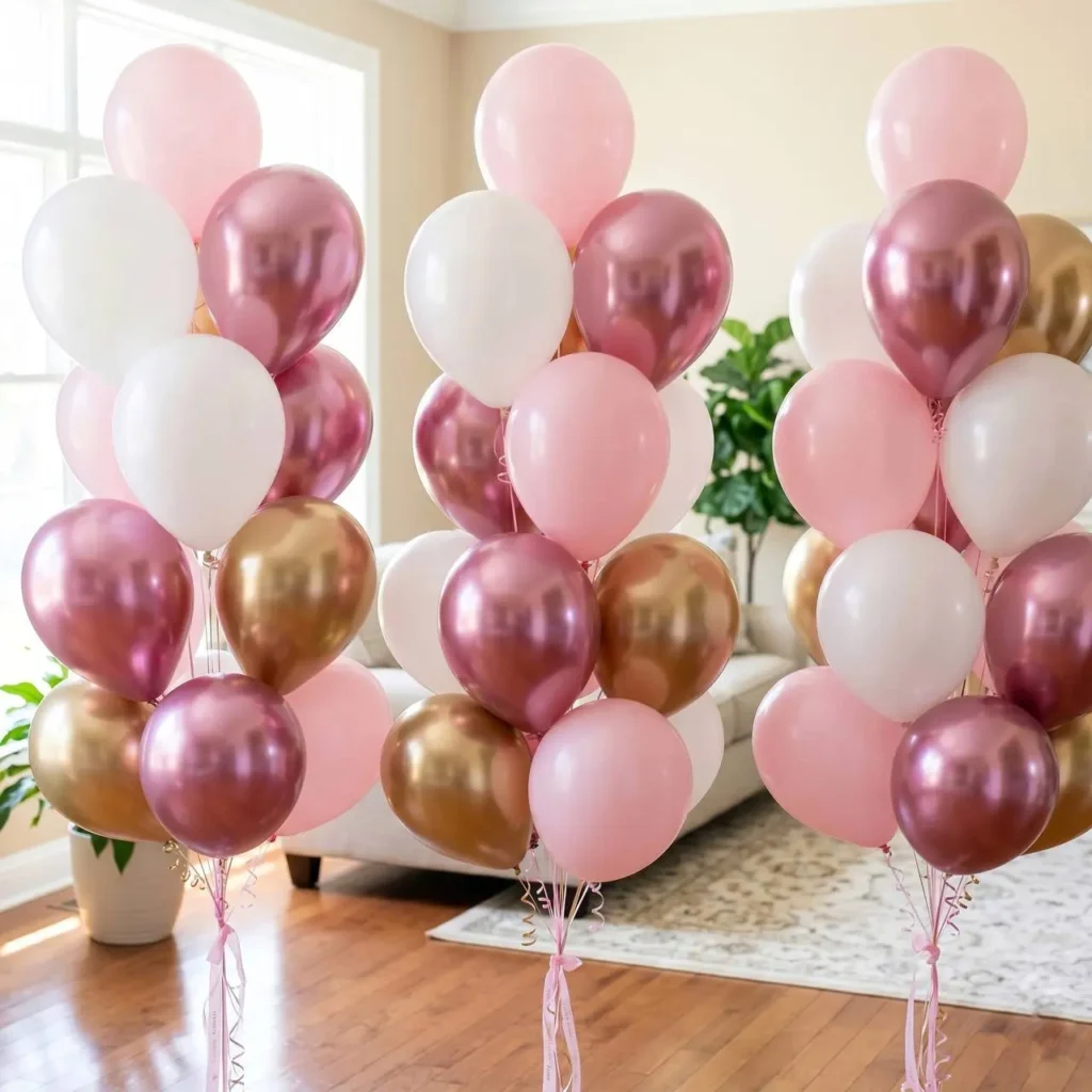 гелеві кульки київ рожеві, білі, ягідні та золоті хром кульки