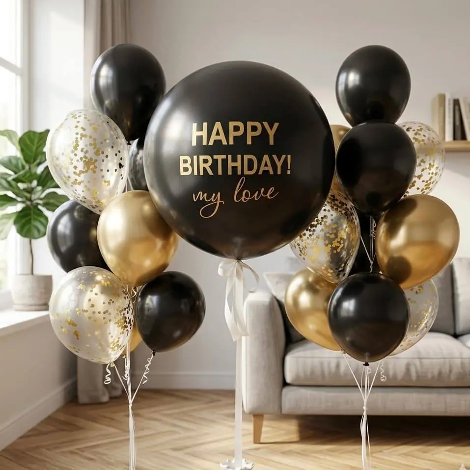 Гелеві кульки на день народження з написом HB my love