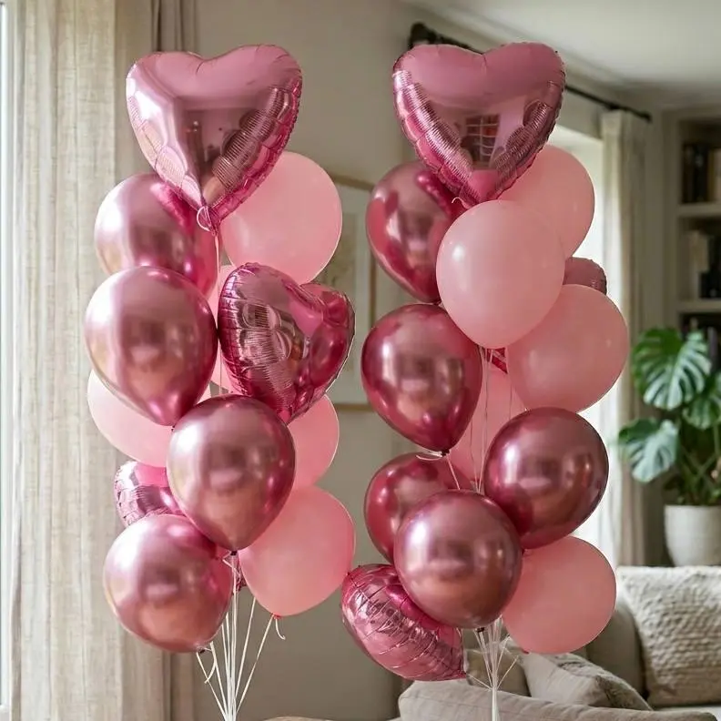 Стильный розовый сет: гелиевые шарики и сердца «Pink Dream»