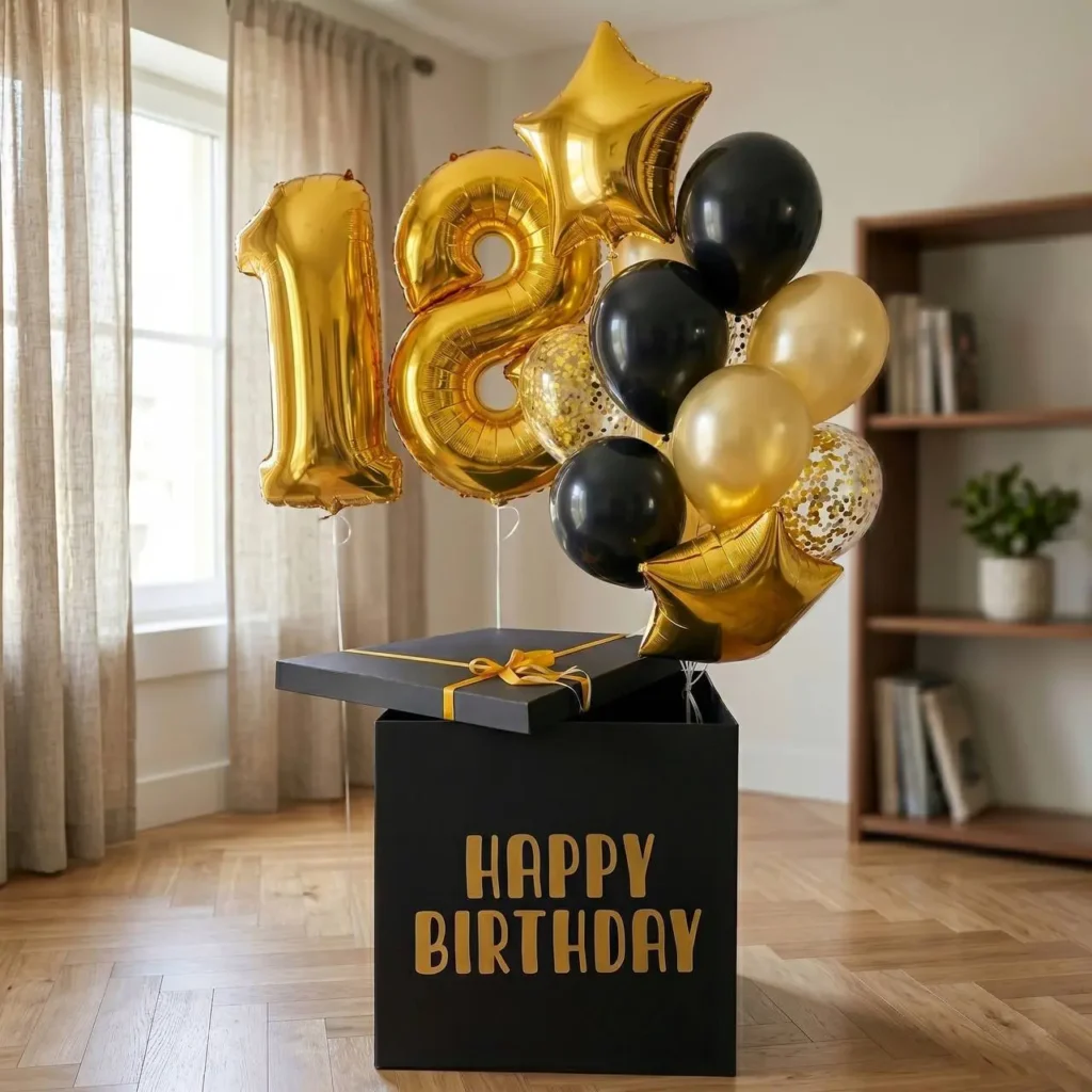 Коробка для подарунка з кулями з гелієм і фольгованих куль цифри