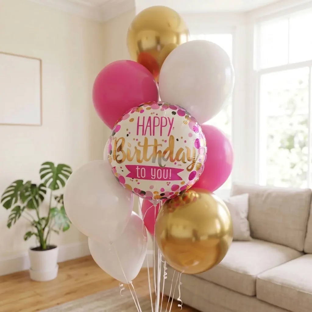 Кульки на день народження дівчині: білі, малинові, рожеві, золото