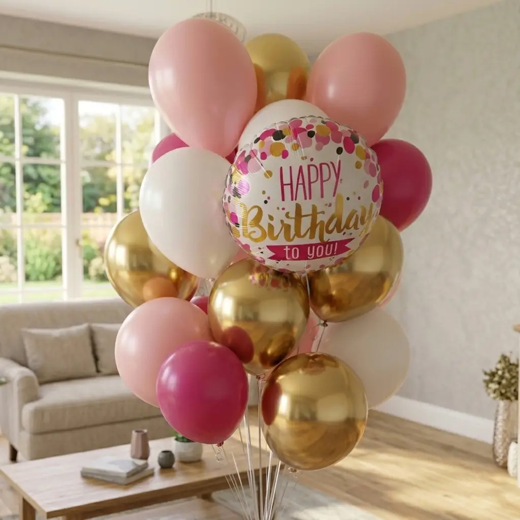 Кульки на день народження дівчині: рожеві, малинові, золоті