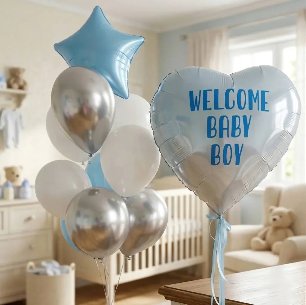 Гелієві кульки на виписку хлопчика «Welcome Baby Boy»