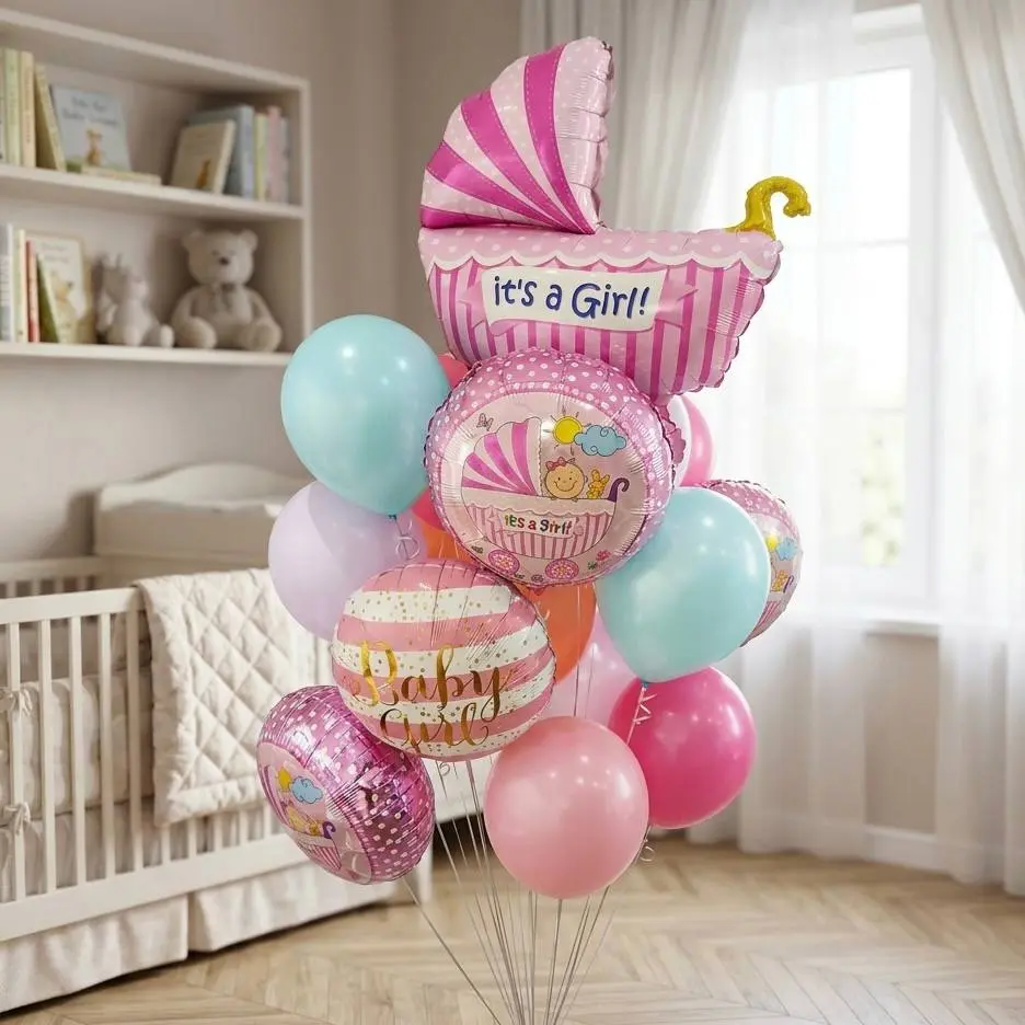 Кульки на виписку з пологового будинку дівчинки