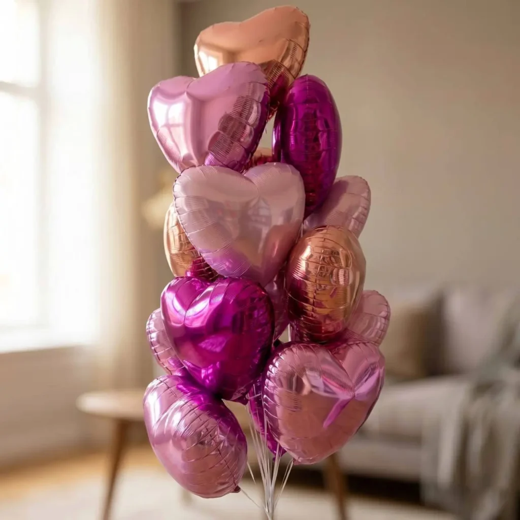 кульки сердечка у малинових відтінках для дівчини