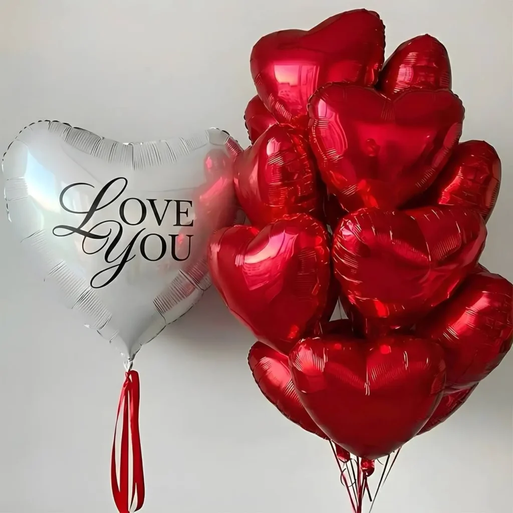 Набір кульок з гелієм серця Кохаю тебе