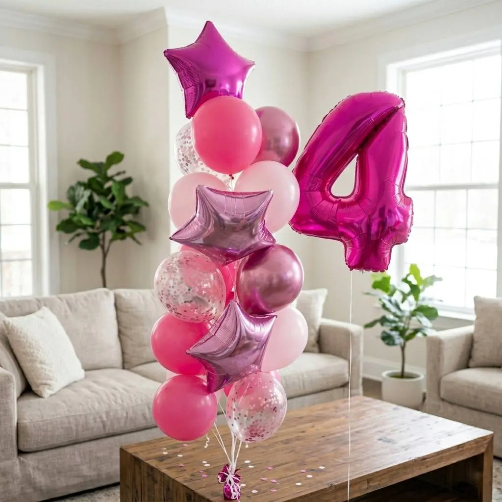 Кульки на день народження для дівчинки малиново та рожеві