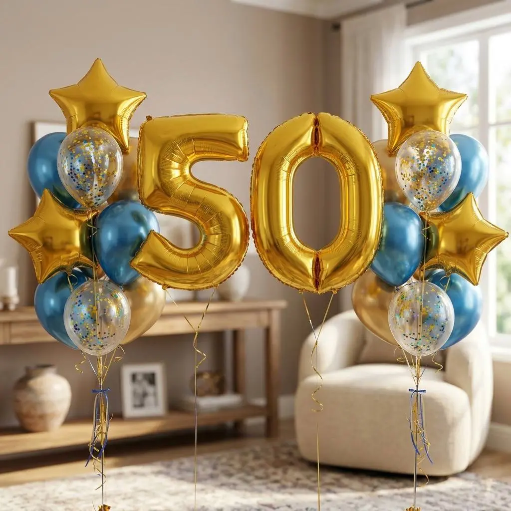 Повітряні кульки із золотими цифрами на день народження