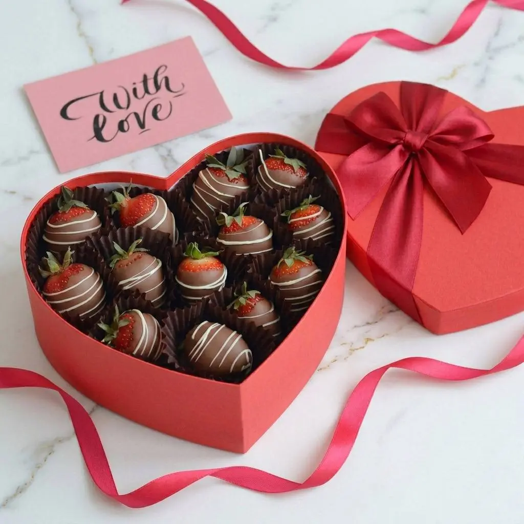 Клубника в черном и белом шоколаде «WITH LOVE»